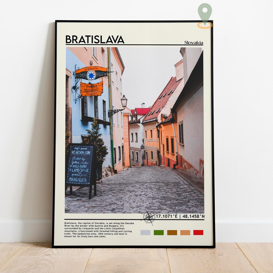 Bratislava Slovakia Old Town Cobblestone Street Travel Poster - Image 2