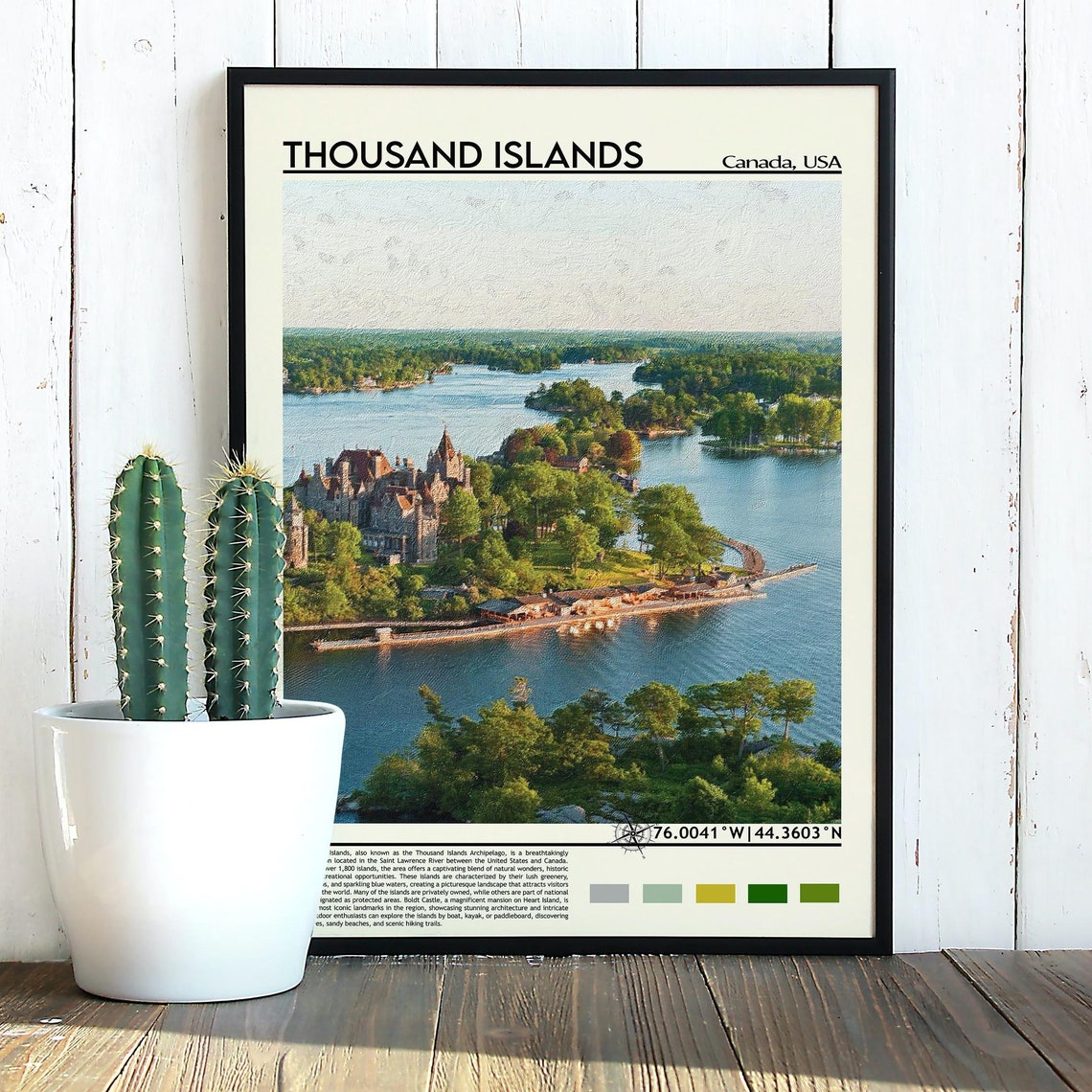 Thousand Islands Boldt Castle Aerial Island River View Travel Print - Image 5