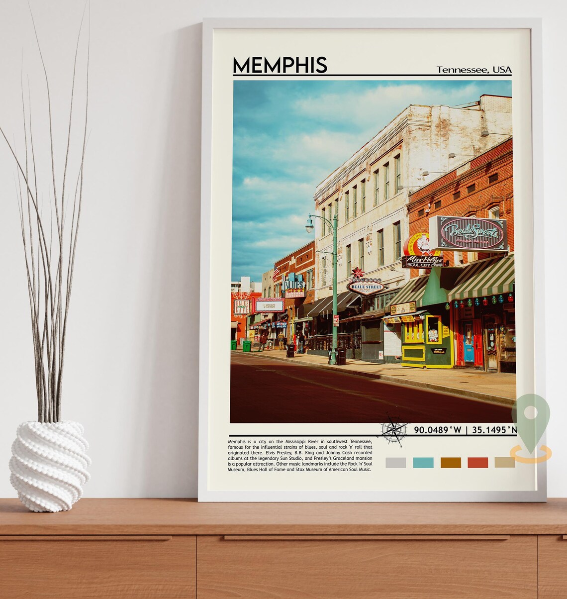 Memphis Tennessee USA Beale Street Blues Music Scene Travel Poster - Image 2