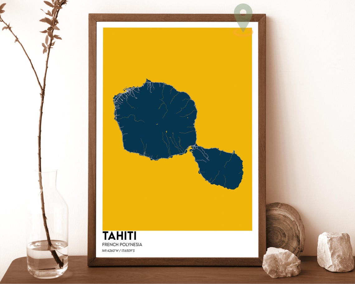 Tahiti Map Tahiti Map Print Tahiti Wall Art Tahiti Travel Poster Tahiti Poster Tahiti Photo Tahiti City Map Tahiti Island Poster - Image 6