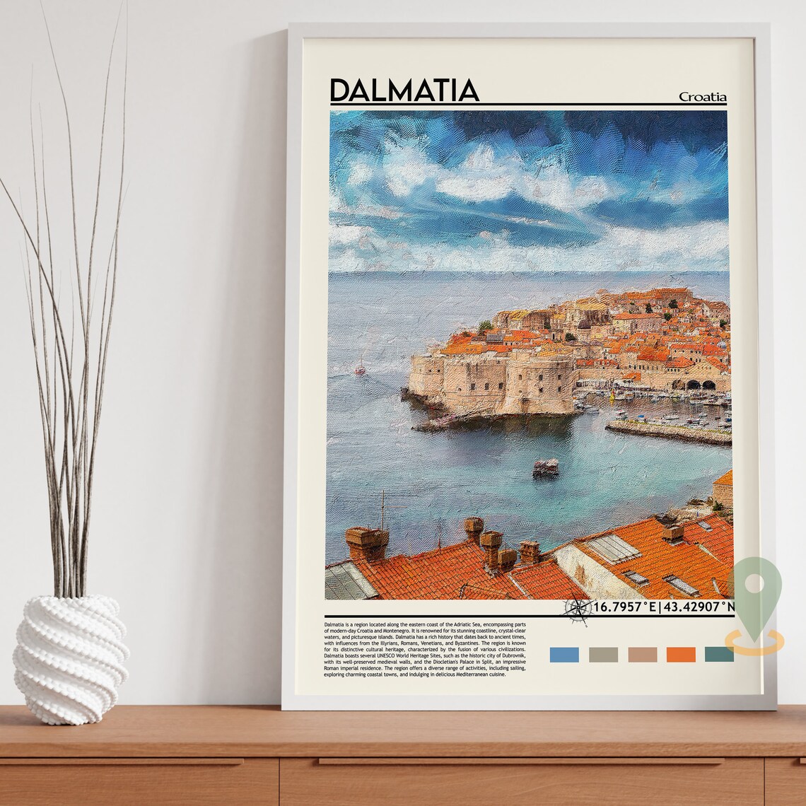Dalmatia Croatia Dubrovnik Old Town Walls Painting Travel Poster - Image 5