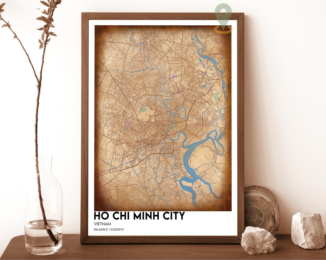 Ho Chi Minh City Vietnam Modern Street Map Navy Yellow Poster - Image 2