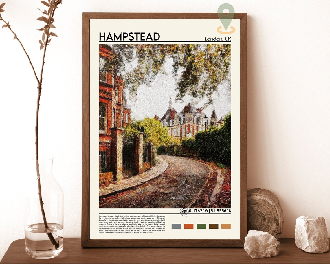 Hampstead London England Leafy Village Historic Street Scene Poster