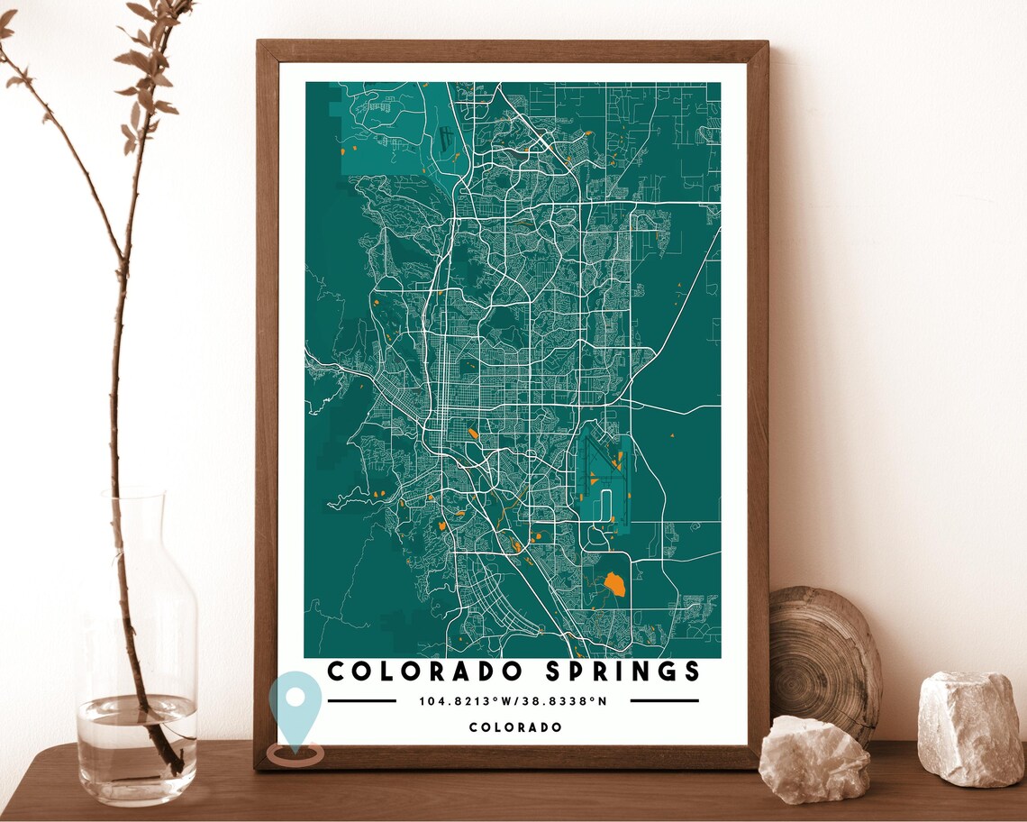 Colorado Springs Colorado Navy White Street Map Minimalist City Art Print - Image 5