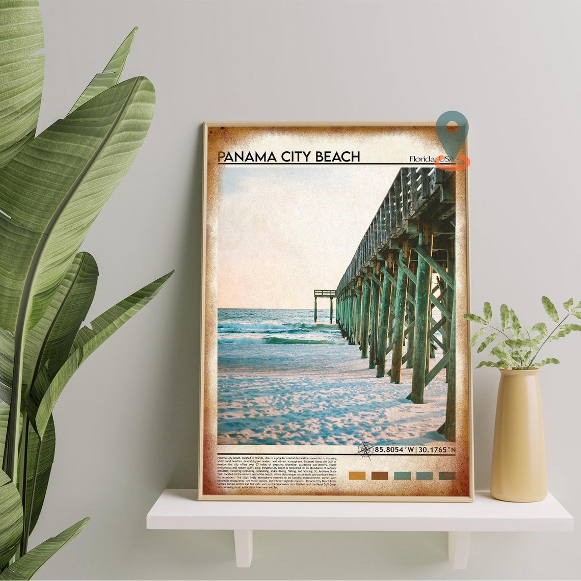 Panama City Beach Florida Pier Sunset Ocean Beach Travel Poster - Image 5