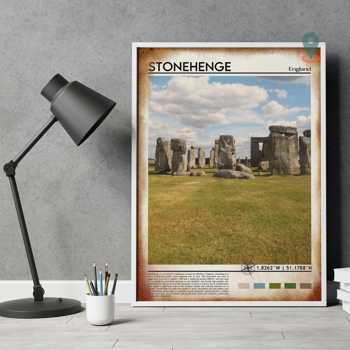 Stonehenge England Prehistoric Monument Green Fields Travel Poster - Image 5