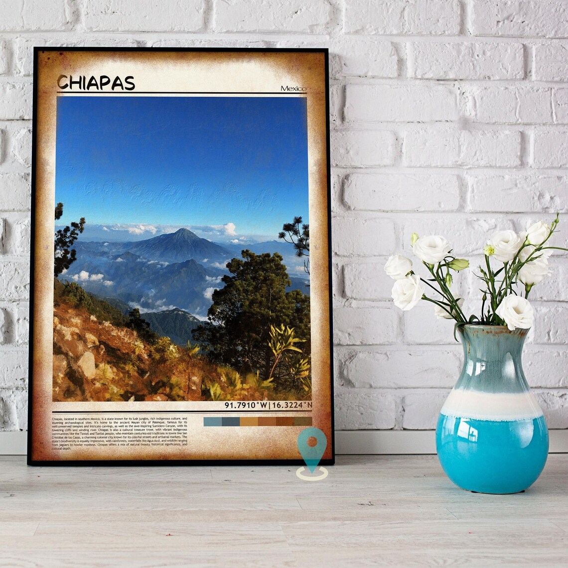 Chiapas Mexico Misty Mountain Volcano Vista Nature Travel Poster - Image 5