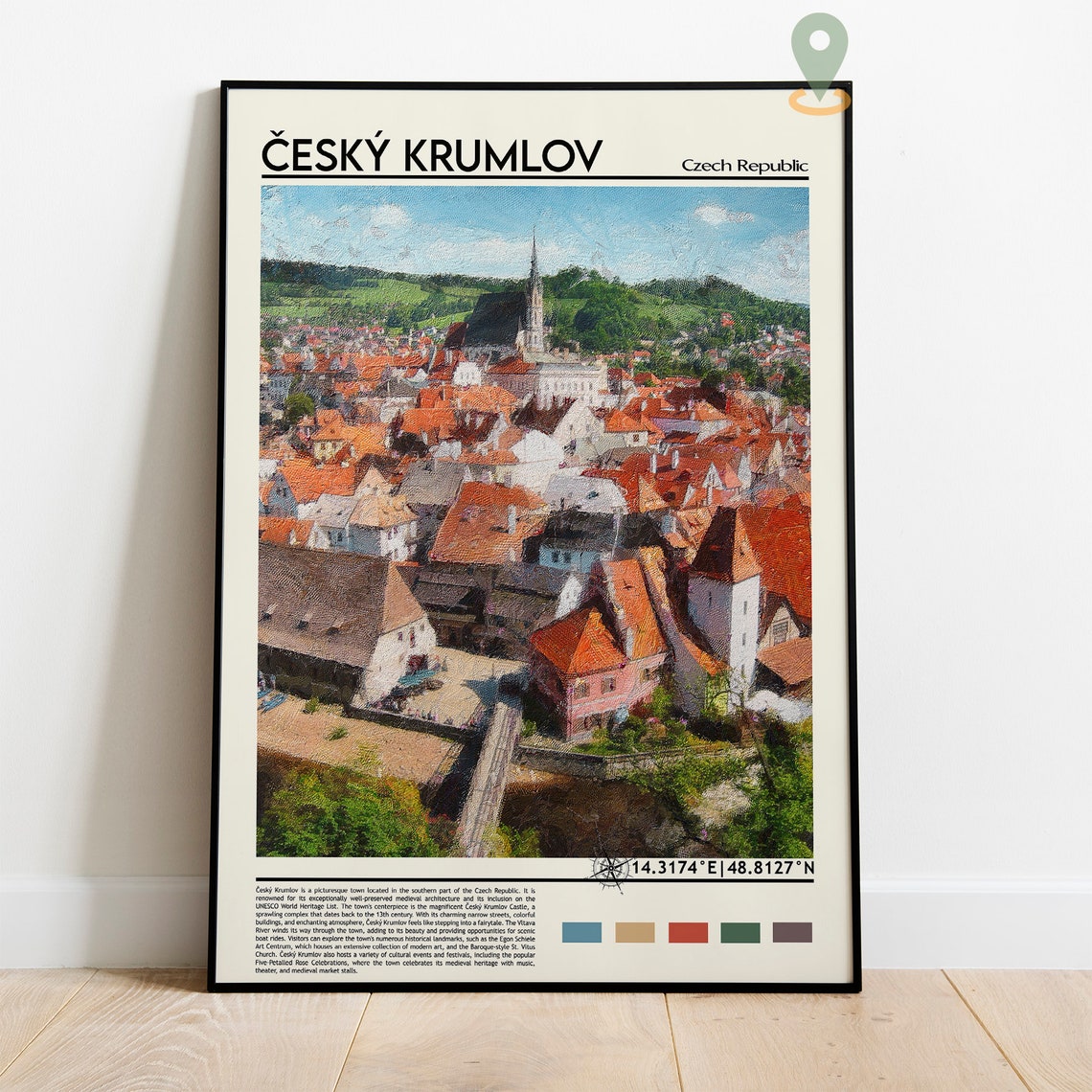 Cesky Krumlov Czech Republic Medieval Old Town Aerial Poster - Image 2