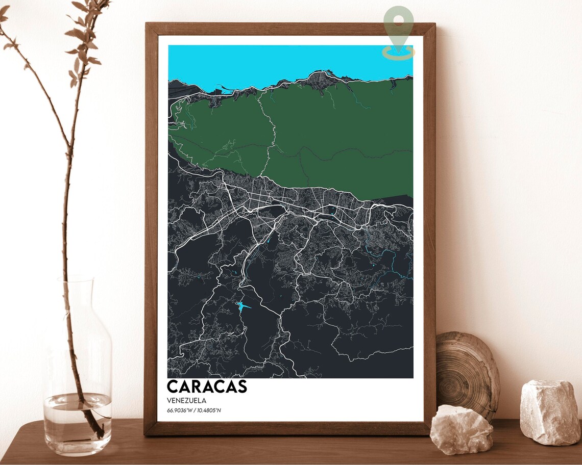 Caracas Venezuela Modern City Map Poster Navy and Gold Tones - Image 6
