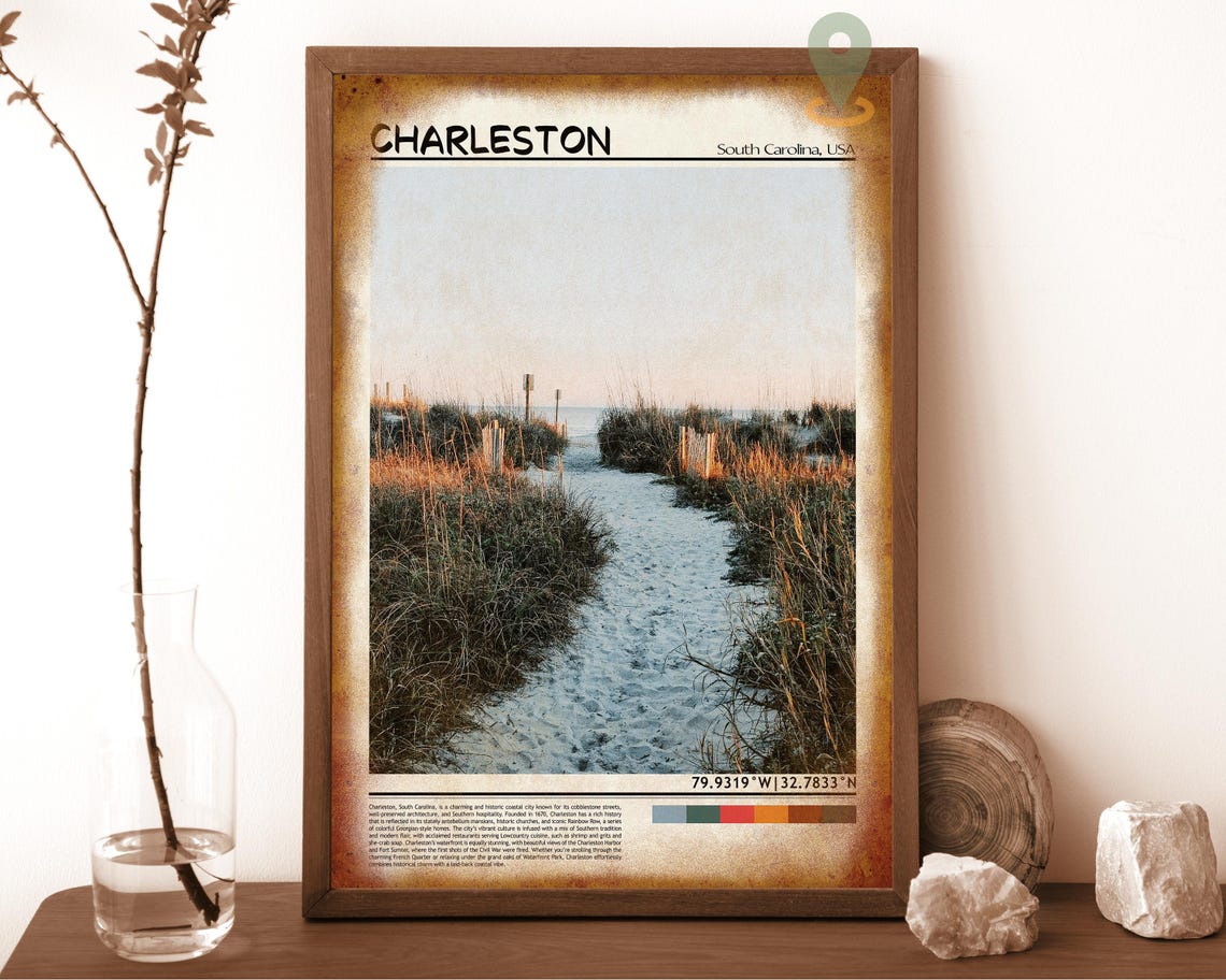 Charleston South Carolina Beach Dunes Sandy Path Nature Poster - Image 6