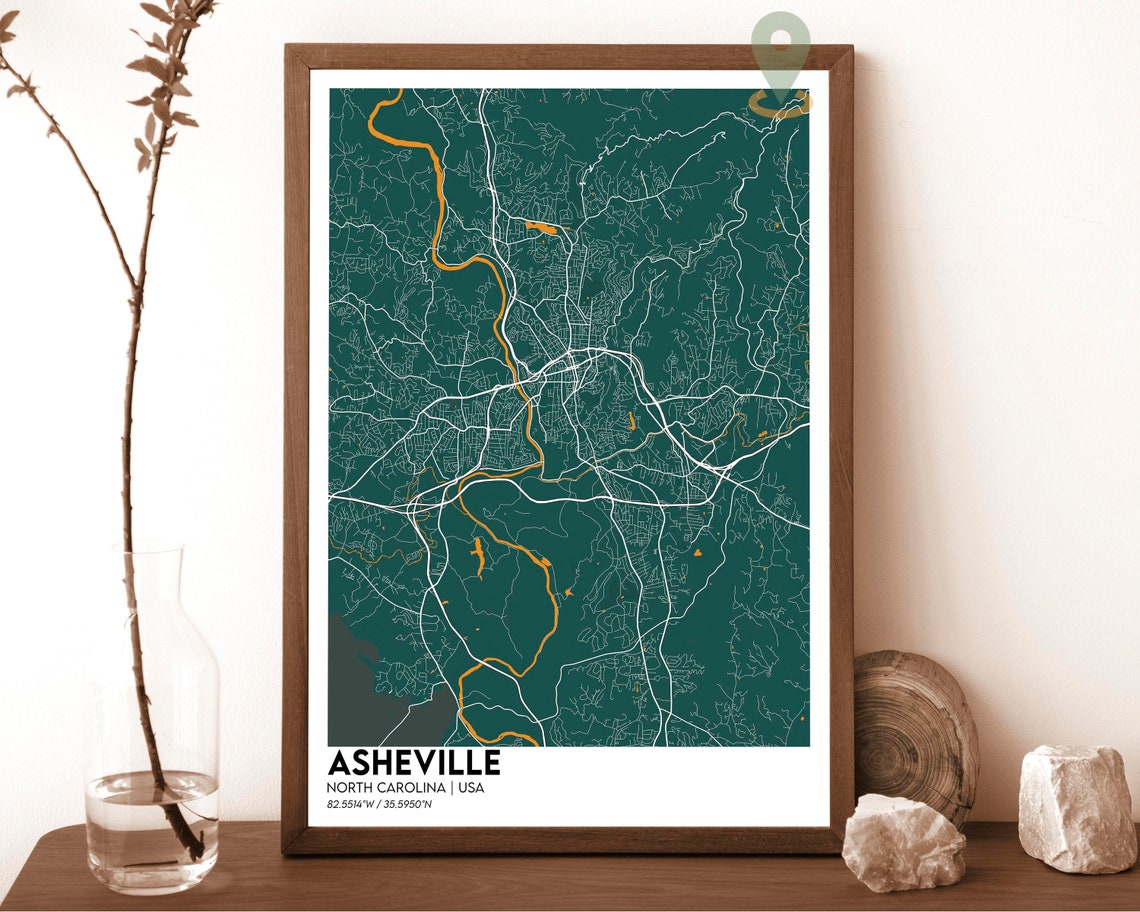 Asheville Map Asheville Map Print Asheville Personalized Map Asheville Wall Art Asheville Travel Poster Asheville City North Carolina - Image 4