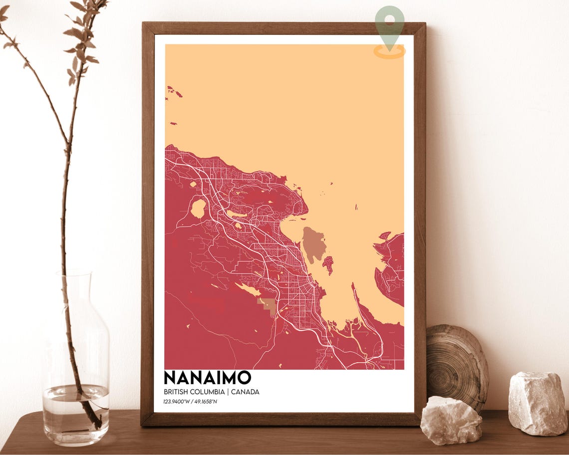Nanaimo British Columbia Striking Coastal City Map Art Poster - Image 3