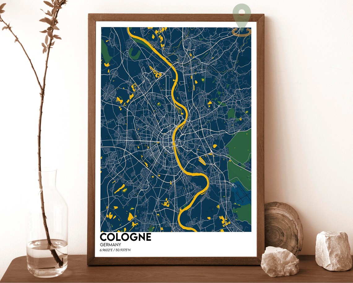 Cologne Germany Rhine City Street Map Modern Art Print for Rhine River Fans - Image 6