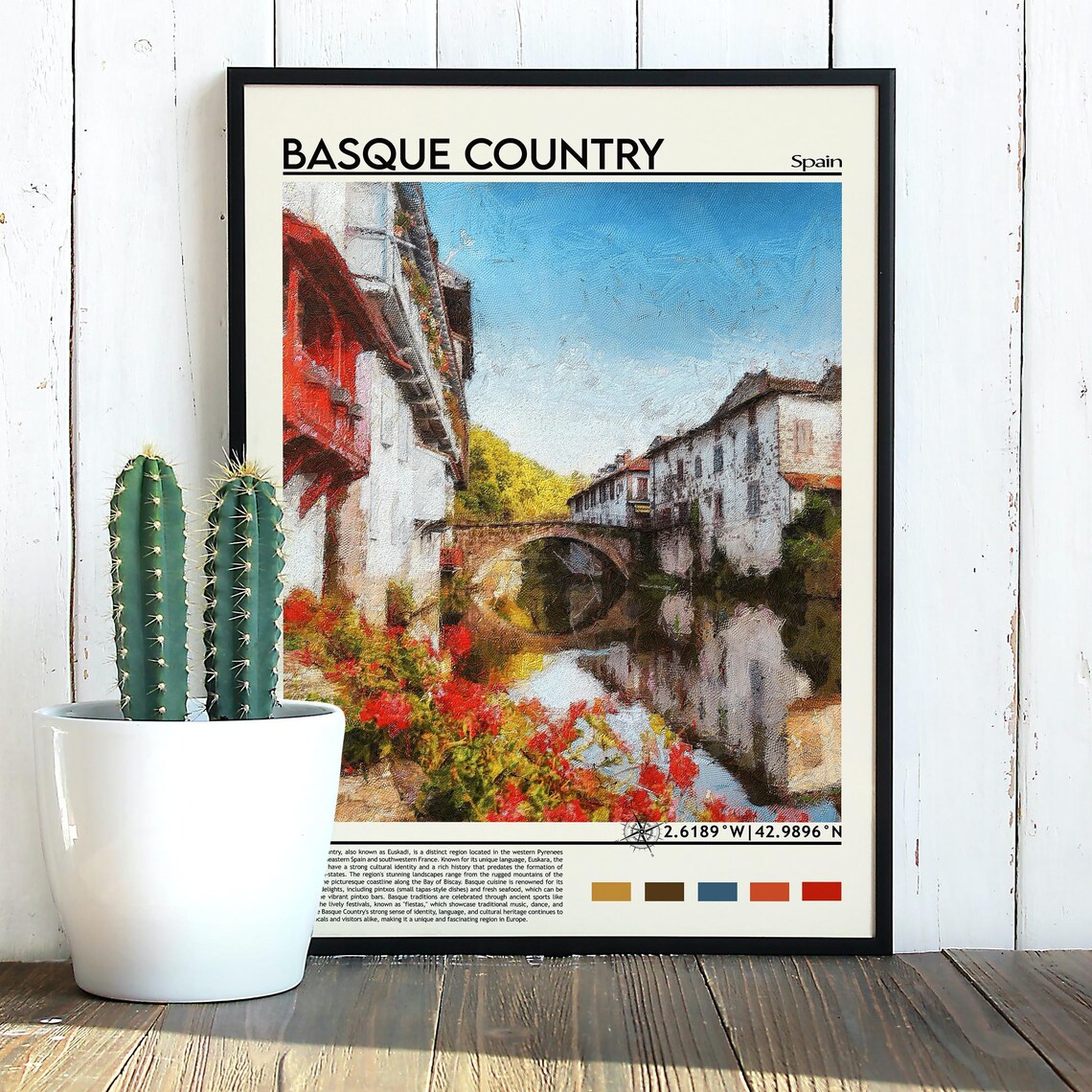 Basque Country Spain Flower Canal Village Photo Travel Wall Art - Image 3