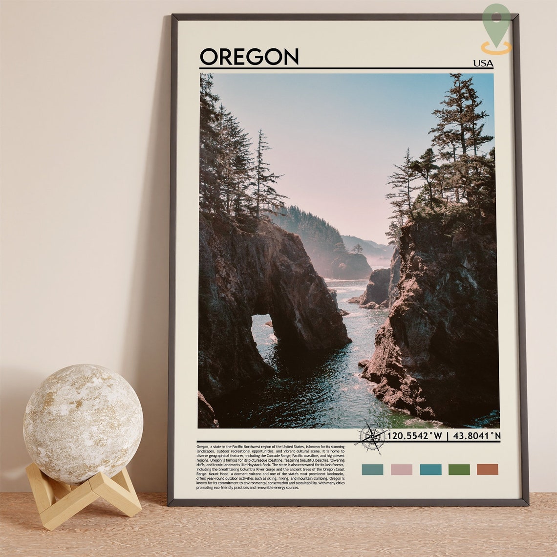 Oregon USA Rugged Sea Cliffs Pacific Coast Nature Travel Poster - Image 2