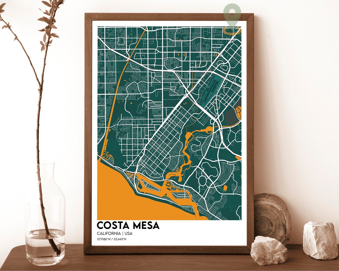 Costa Mesa California Neon Purple Modern City Map Art Poster - Image 5