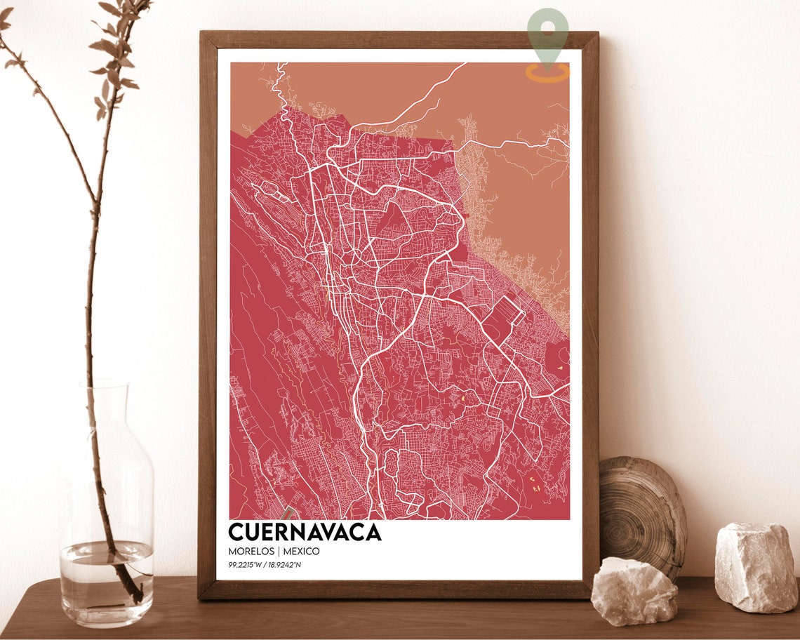 Cuernavaca Mexico Navy Green Modern City Map Street Grid Poster - Image 4