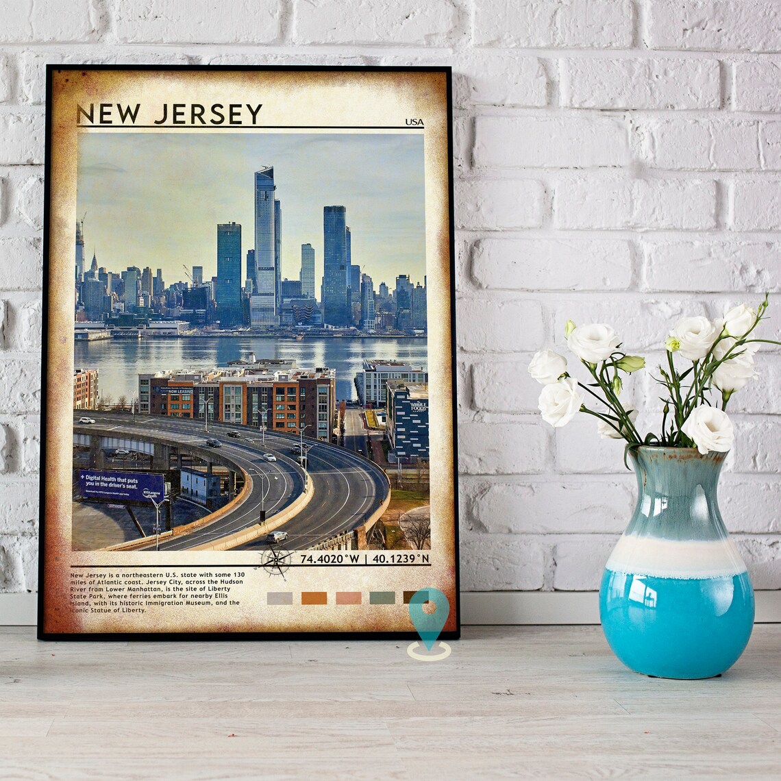 New Jersey USA Sandy Beach Dune Fence Shore Photo Travel Poster - Image 5