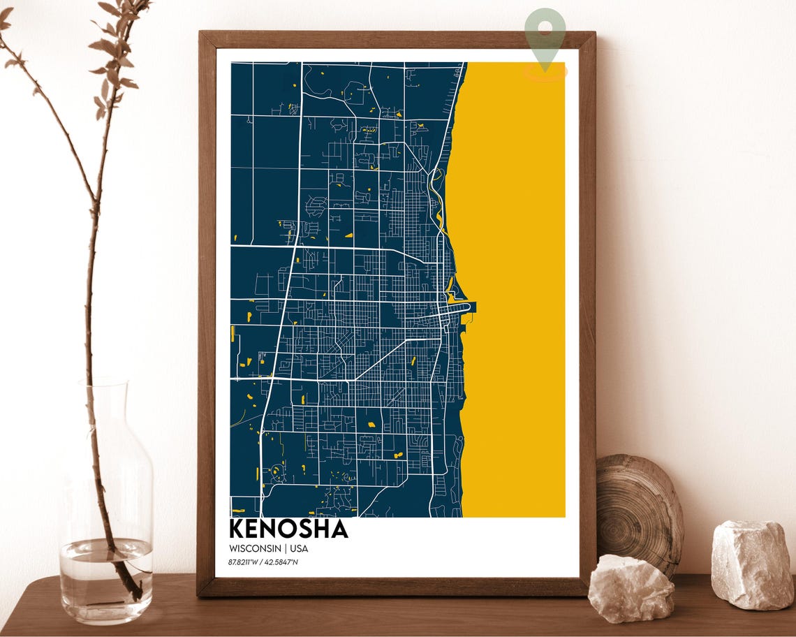 Kenosha Map Kenosha Map Print Kenosha Wall Art Kenosha Travel Poster Kenosha Poster Kenosha Photo Kenosha City Map Kenosha Wisconsin - Image 4