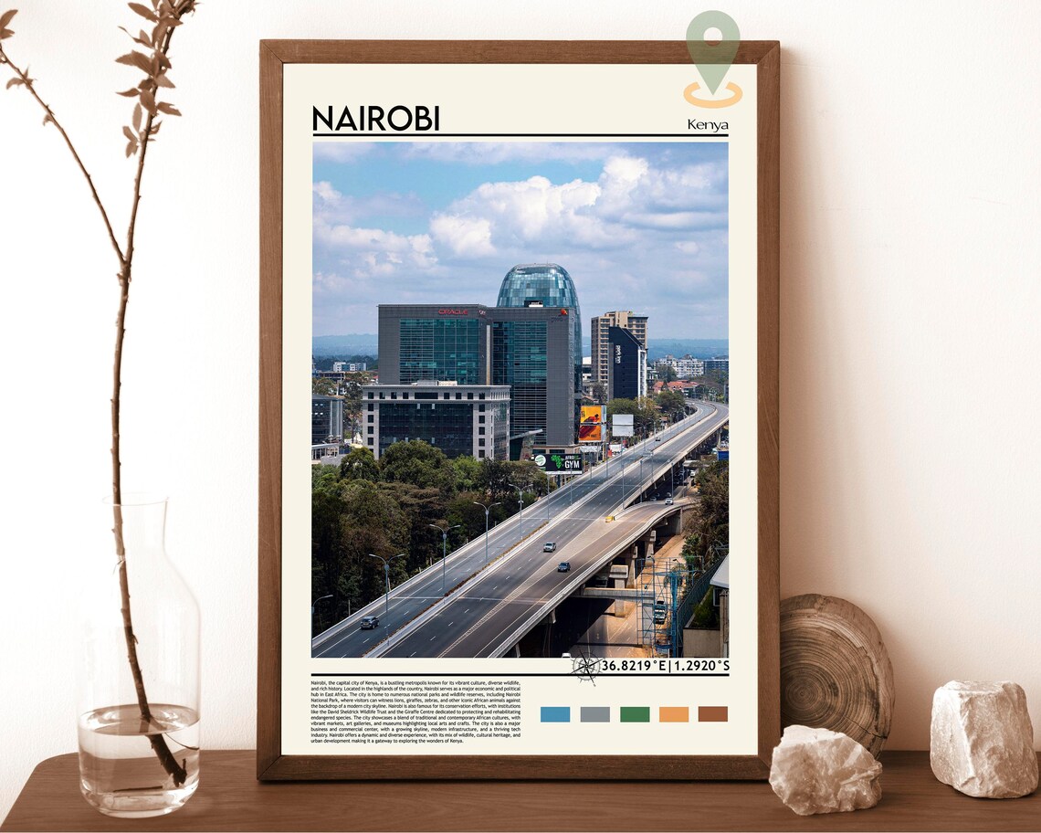 Nairobi Kenya Skyline Highway Cityscape Photography Travel Poster