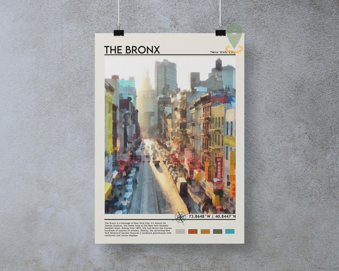 The Bronx New York City Customizable Travel Poster Home Decor Art - Image 4