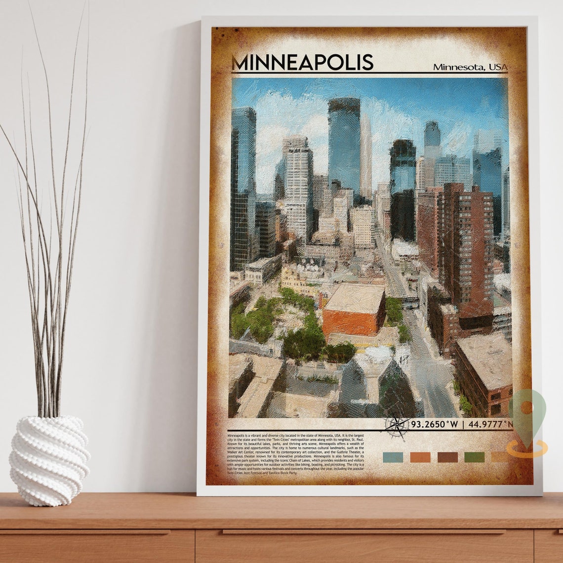 Minneapolis Minnesota Skyline Downtown Skyscraper City USA Poster - Image 2