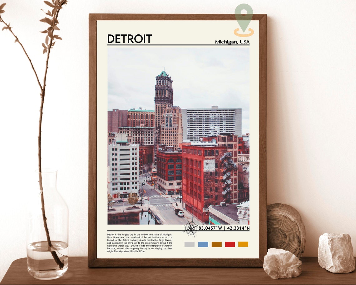 Detroit Print Detroit Poster Detroit Wall Art Detroit Travel Detroit Art Print Detroit Artwork Detroit Photo Detroit Michigan Print