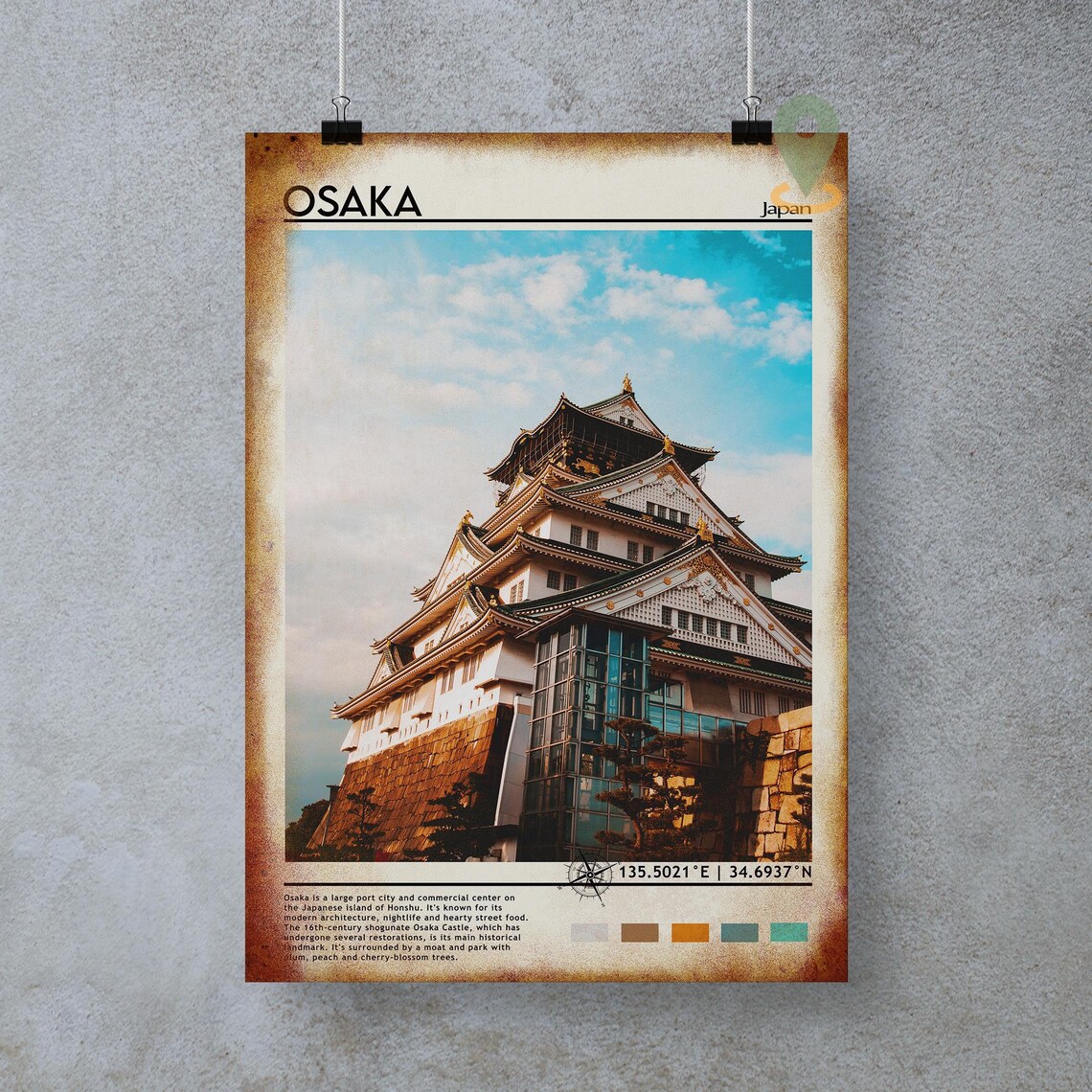 Osaka Castle Japan Historic Fortress Blue Sky Landmark Travel Poster - Image 4