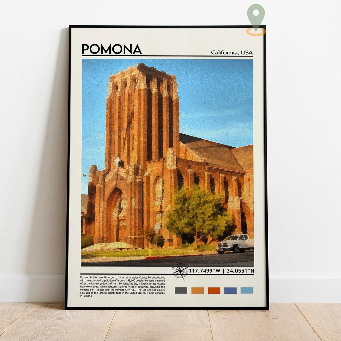 Pomona Print Pomona Poster Pomona Wall Art Pomona Travel Pomona Art Print Pomona City Artwork Pomona Photo Pomona California Print - Image 2
