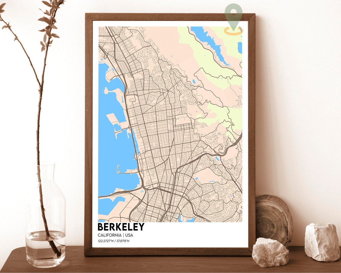 Berkeley California USA Deep Midnight Blue Bay City Map Poster - Image 4