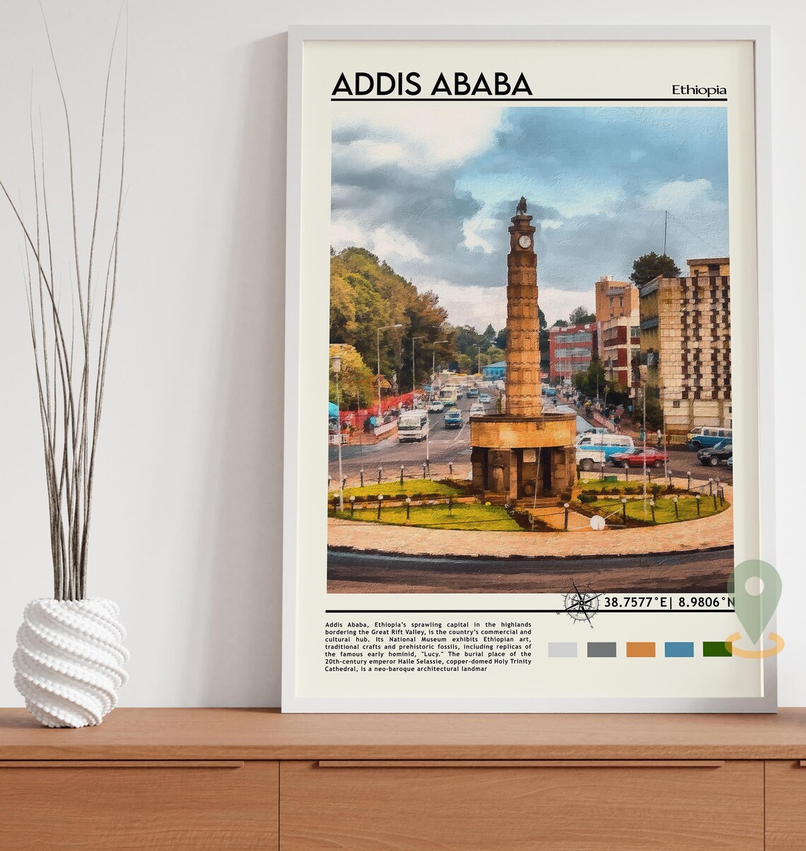 Addis Ababa Ethiopia Historic Monument Tower Street Scene Poster - Image 5