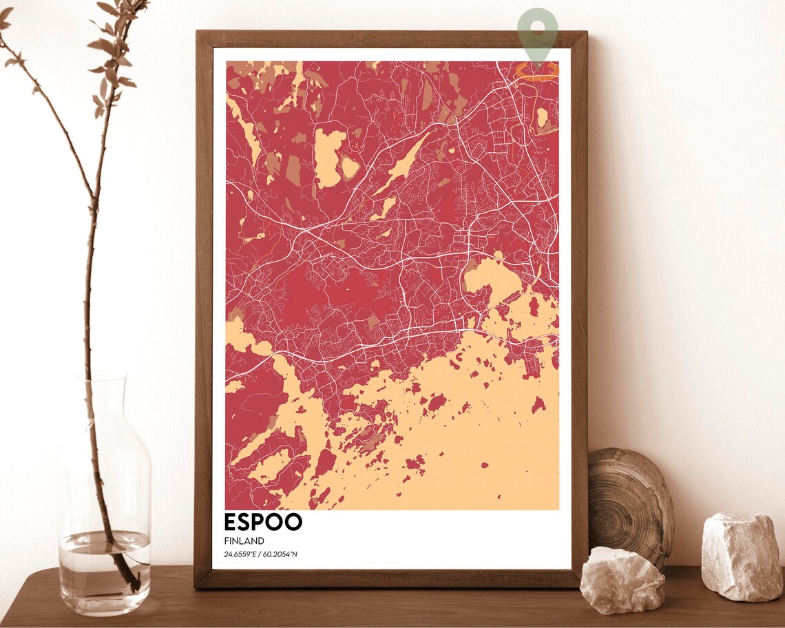 Espoo Finland Pastel Coastal City Street Map Nordic Design Poster - Image 3
