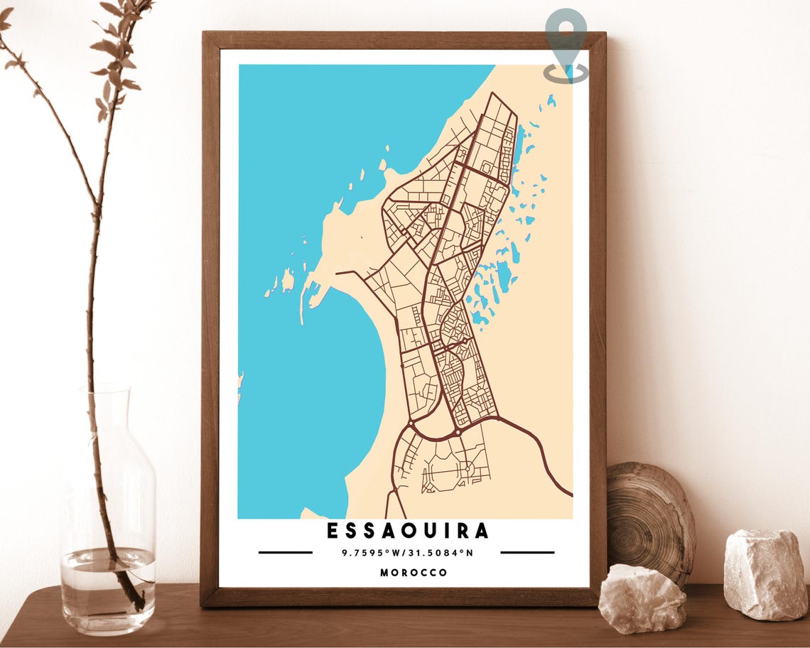 Essaouira Morocco Terracotta Minimal Coastal City Map Poster - Image 3