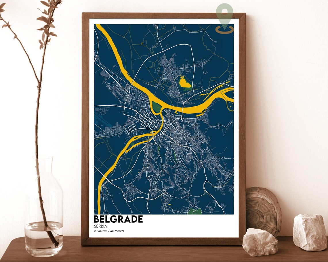 Belgrade Serbia Emerald Green Danube River City Map Decor Poster - Image 6