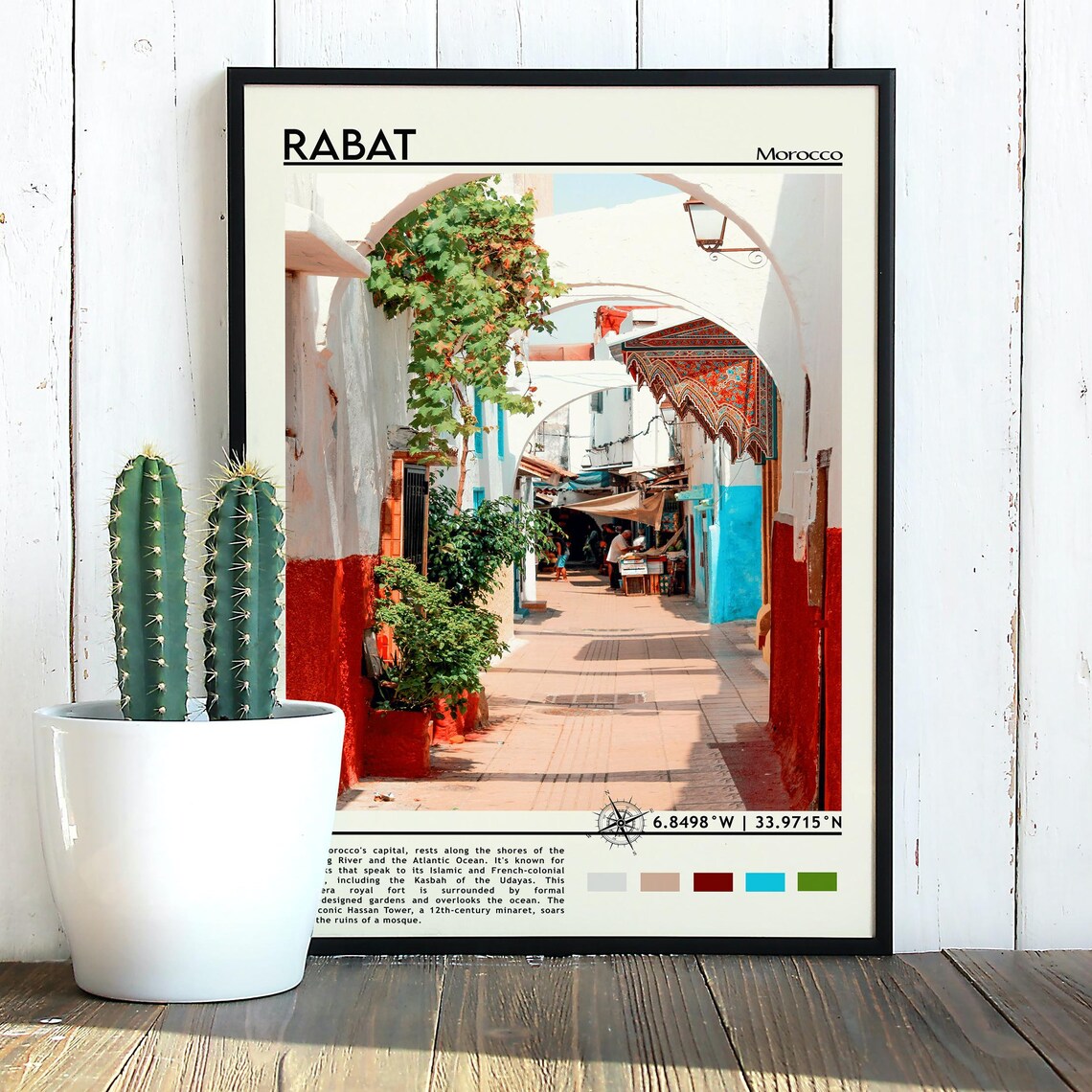 Rabat Morocco Kasbah Arch Sunlit Old Medina Street Scene Poster - Image 3