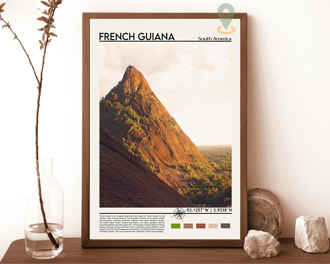 French Guiana South America Granite Peak Jungle Mountain Poster