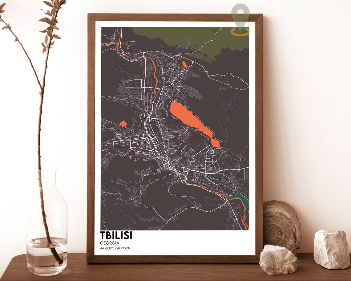 Tbilisi Georgia Bold Terracotta Red City Map Modern Street Art Poster - Image 5