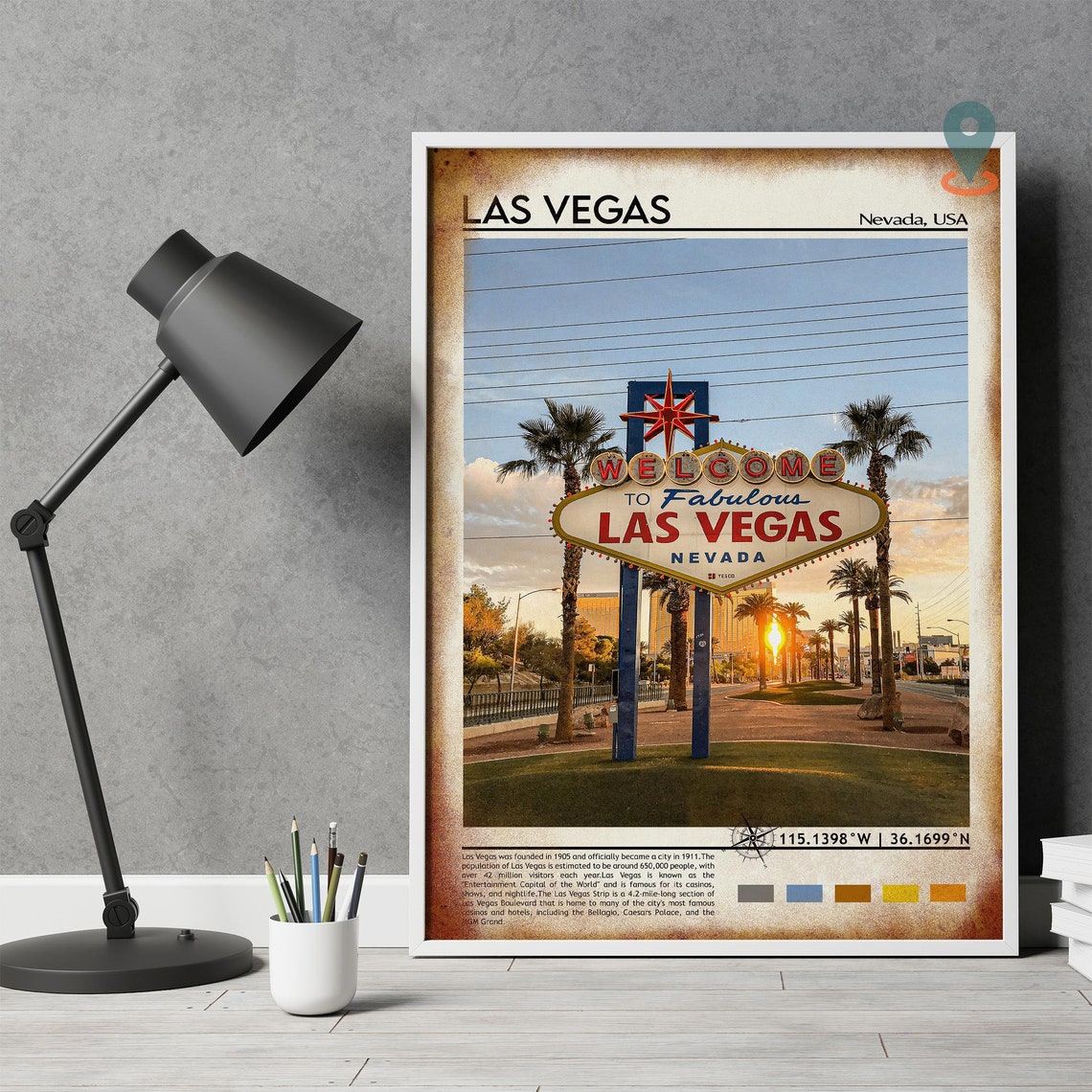 Las Vegas Print Las Vegas Poster Las Vegas Wall Art Las Vegas Travel Las Vegas Art Print Las Vegas Artwork Las Vegas Nevada Print - Image 4