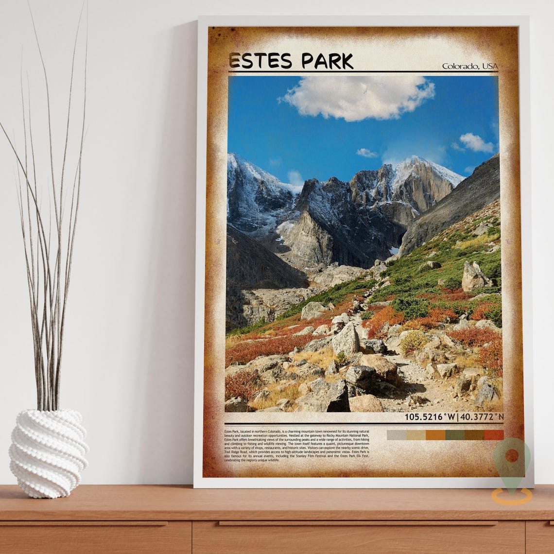 Estes Park Colorado Snowy Rocky Mountain Peaks Travel Poster - Image 3