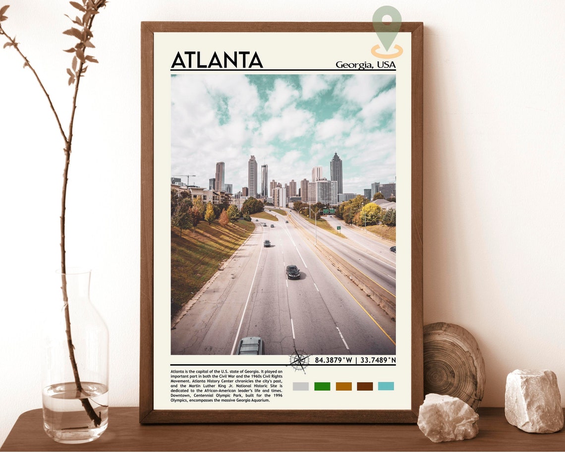 Atlanta Print Atlanta Art Atlanta Poster Atlanta Photo Atlanta Poster Print Atlanta Painting Georgia Travel Poster Atlanta Wall Art