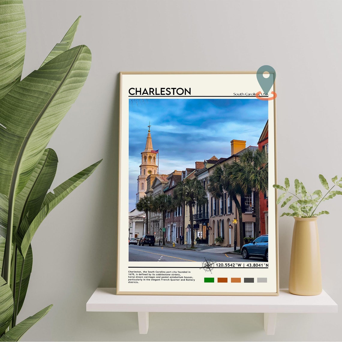 Charleston South Carolina Historic Street Palms Travel Poster - Image 2