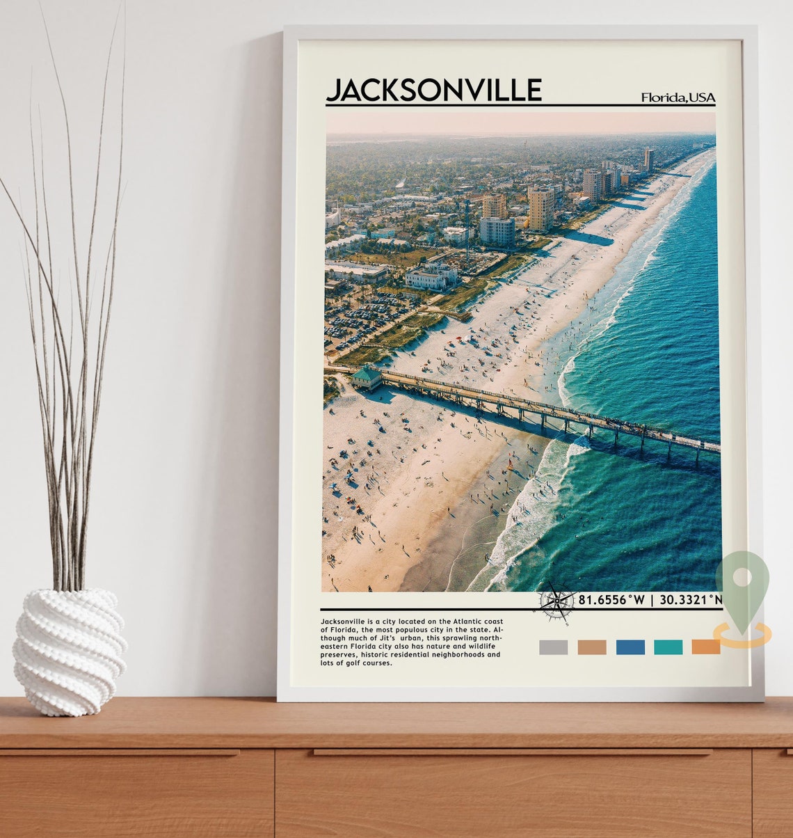 Jacksonville Print Jacksonville Poster Jacksonville Wall Art Jacksonville City Travel Jacksonville Art Print Jacksonville Florida Print - Image 5