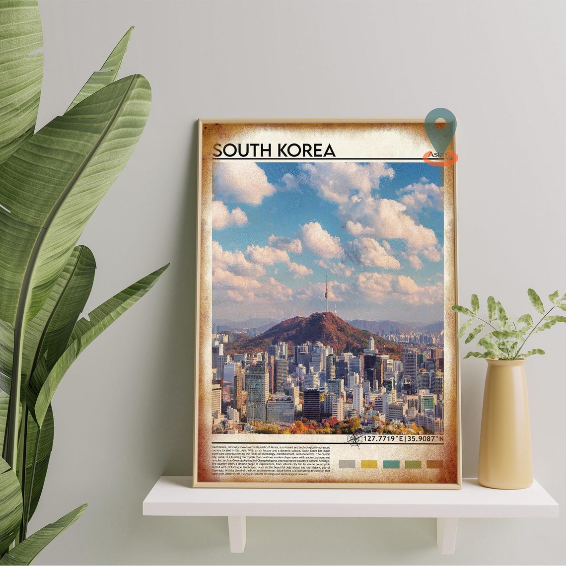 South Korea Seoul Panoramic City Skyline Tower View Travel Poster - Image 2