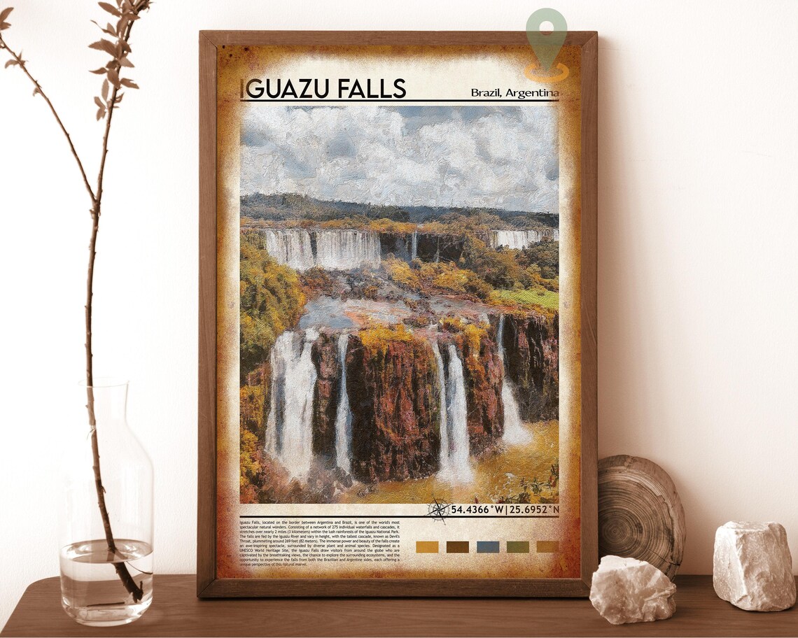 Iguazu Falls Brazil Argentina Waterfall Painted Vintage Travel Poster - Image 6