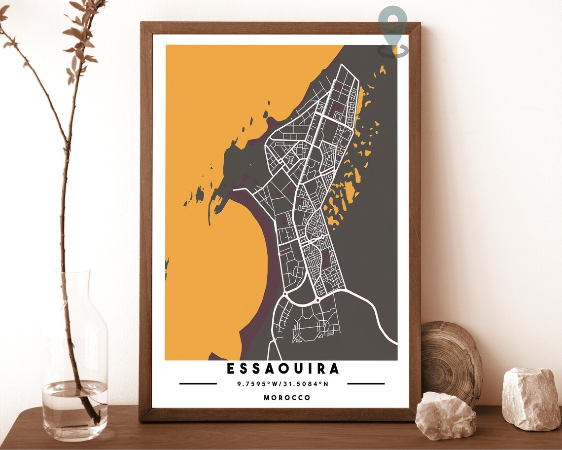 Essaouira Morocco Terracotta Minimal Coastal City Map Poster - Image 5