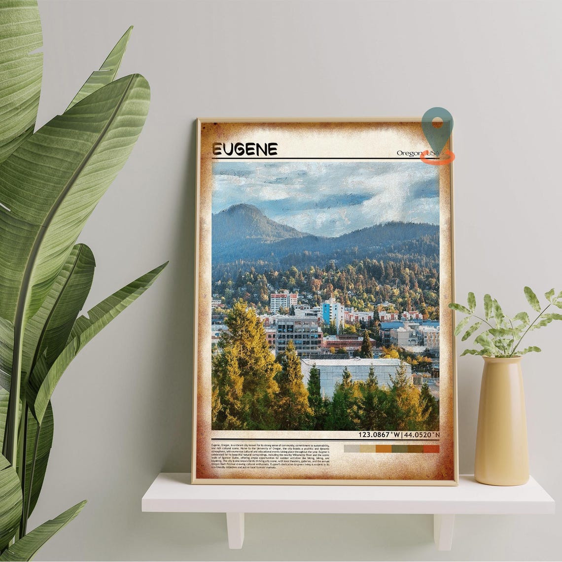 Eugene Oregon Emerald Hills Downtown Cityscape Travel Poster - Image 5