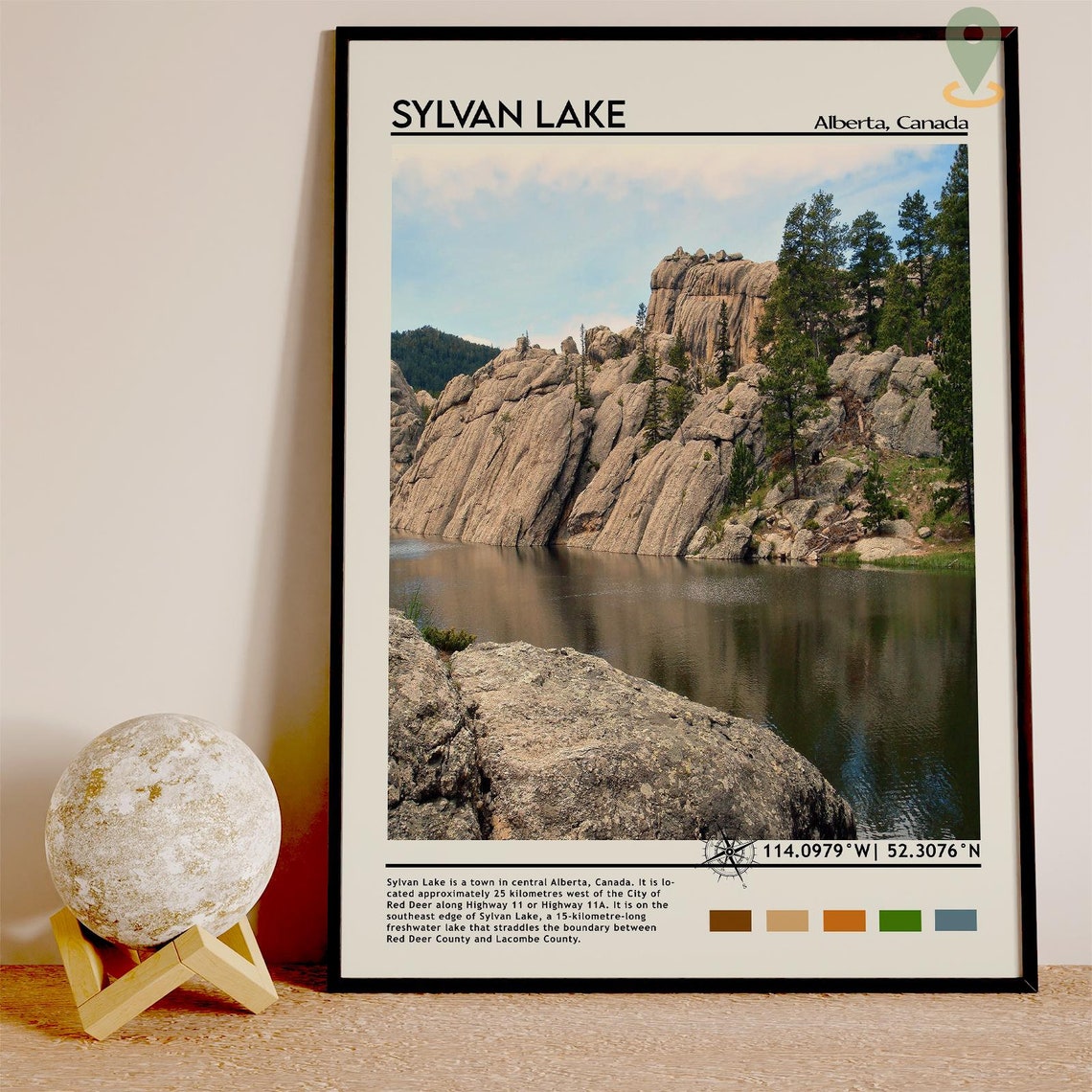 Sylvan Lake Alberta Canada Rocky Cliffs Lakeside Nature Poster - Image 3