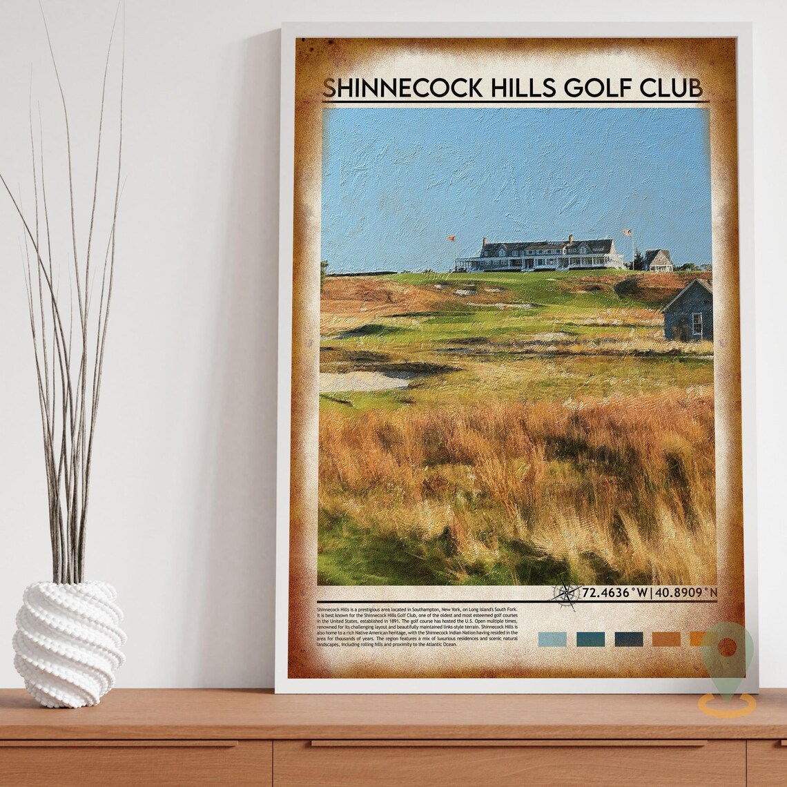 Shinnecock Hills Golf Club Painted Links Course Vintage Golf Poster - Image 3