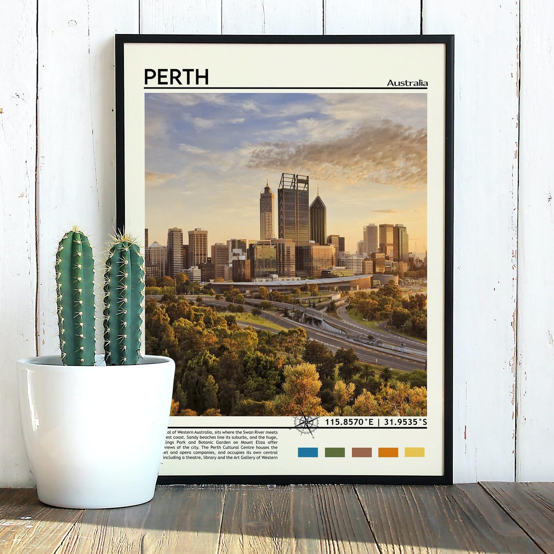 Perth Australia Sunset Skyline Over Swan River Travel Poster - Image 3