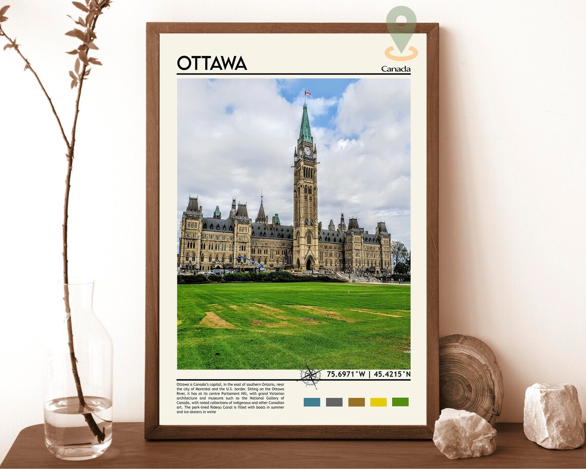 Ottawa Canada Parliament Hill Photo Historic Travel Wall Art